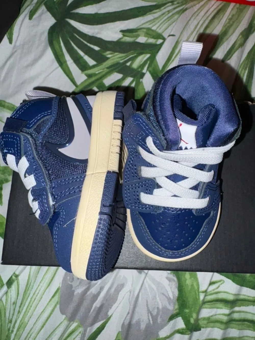 Jordan Navy and White Toddler Sneakers with Red Jumpman